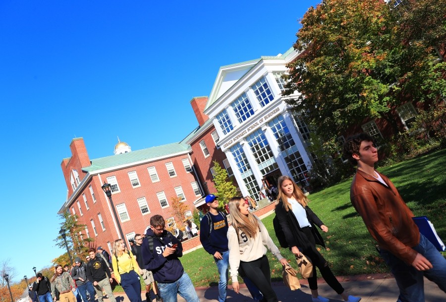 Open House 2024 St Francis Xavier University   Students Walking Outside Schwartz 